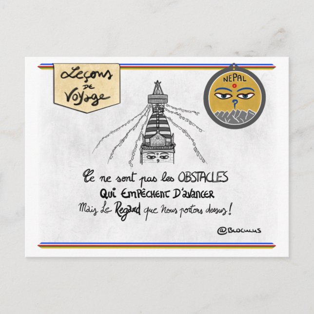 Postale Carte leçons de voyage : Transformez vos obstacle (Devant)