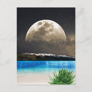Postale Carte Lune Et Plage