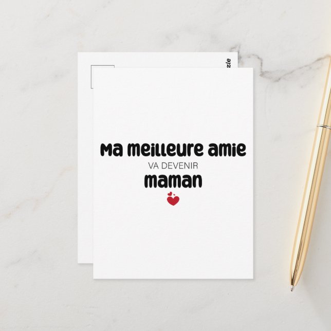 Postale Carte "Ma meilleure amie va devenir maman" (Devant/Arrière en situation)