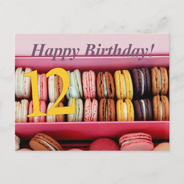 Postale Carte Macaron 12e anniversaire (Devant)