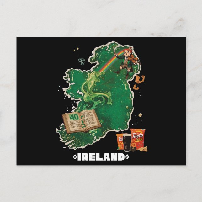 Postale Carte magique d'Irlande Leprechaun Arc-en-ciel (Devant)