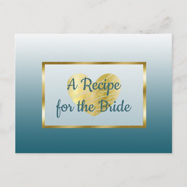 Postale Carte mariage Bleu Ardoise et Beurre Or Recette (Devant)