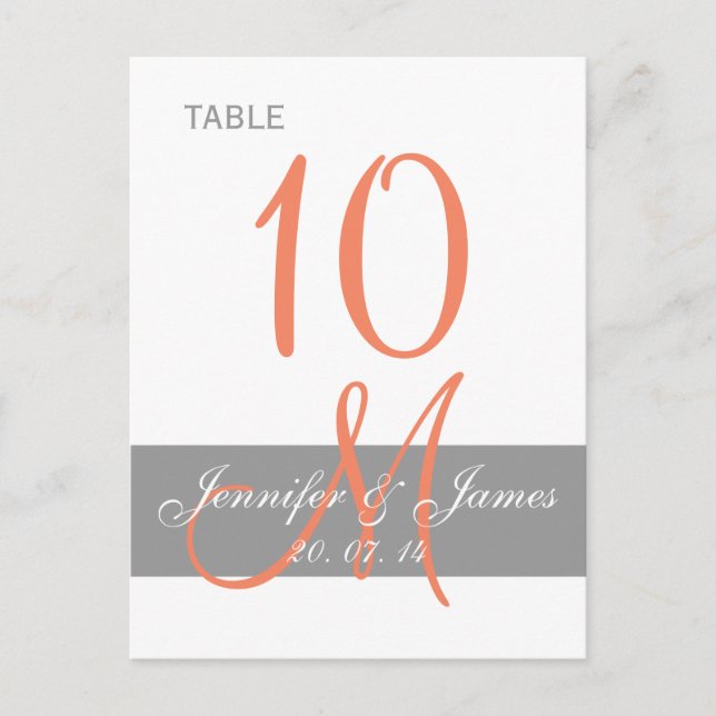 Postale Carte Mariage de monographie de corail gris (Devant)