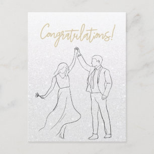 Postale Carte Mariage Félicitations Blanc élégant