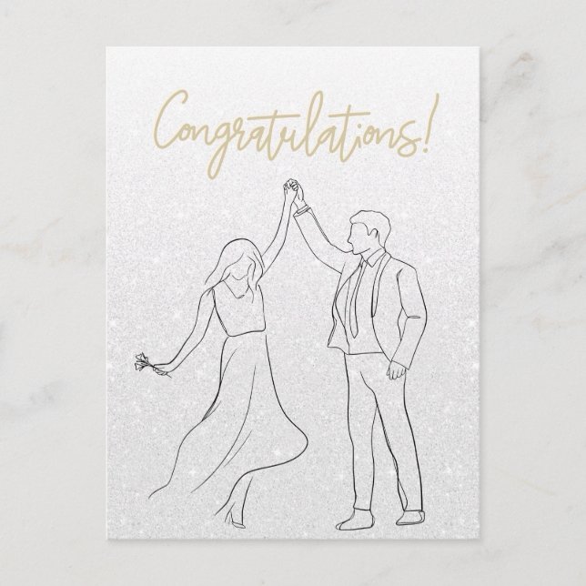Postale Carte Mariage Félicitations Blanc élégant (Devant)