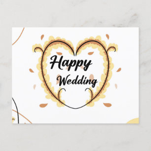 Postale Carte mariage heureuse avec de belles fleurs jaune