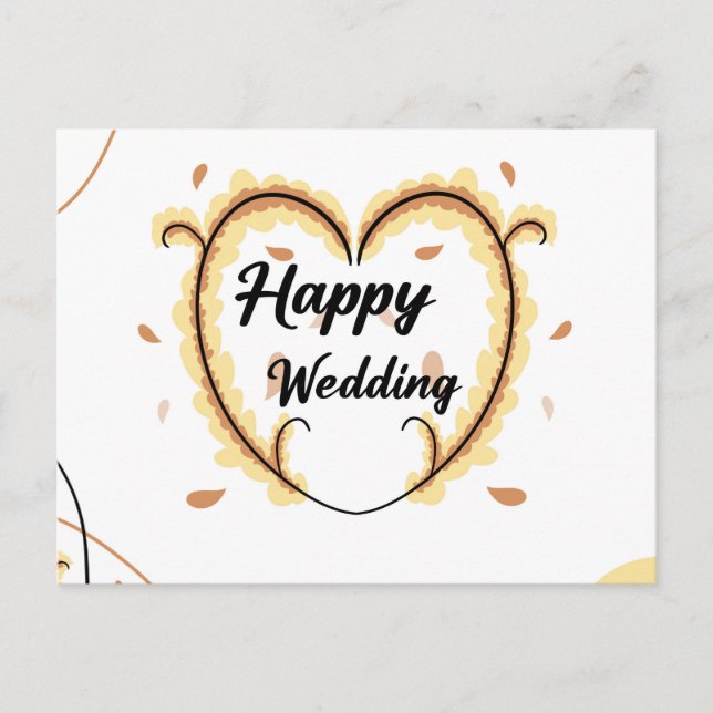Postale Carte mariage heureuse avec de belles fleurs jaune (Devant)