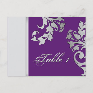 Postale Carte Mariage numéro de tableau - violet et argent