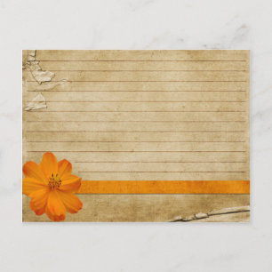Postale Carte mariage Recette Fleur orange Vintage