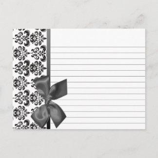 Postale Carte mariage Recette noir Damas