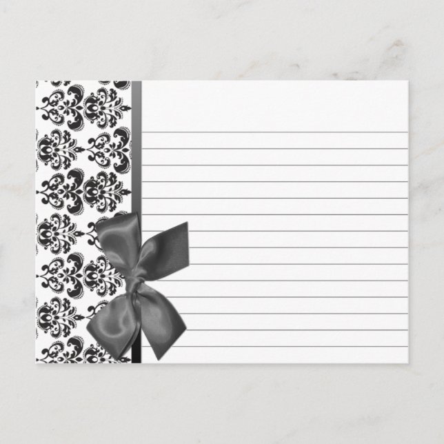 Postale Carte mariage Recette noir Damas (Devant)