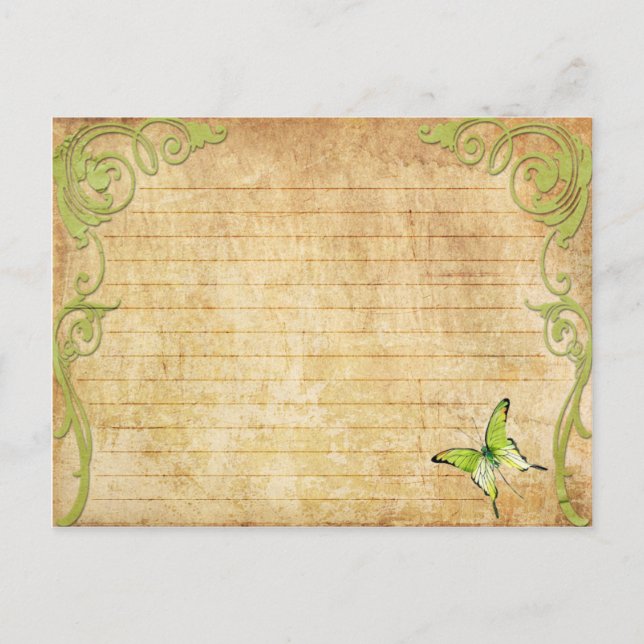 Postale Carte mariage Recette Papillon vert Vintage (Devant)