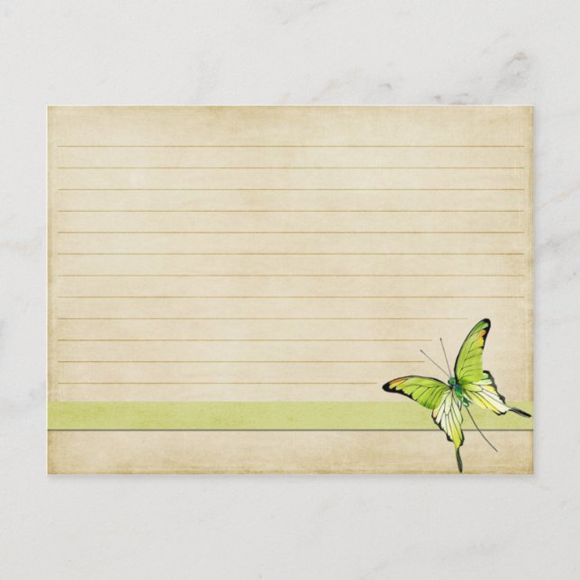 Postale Carte mariage Recette Papillon vert Vintage (Devant)