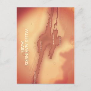 Postale Carte Mars de Valles marineris