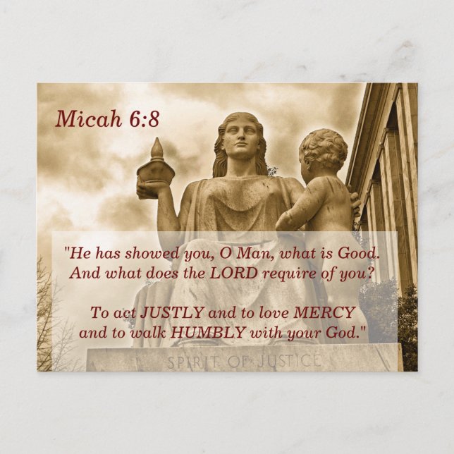 Postale Carte mémoire Micah 6 8 Écritures (Devant)