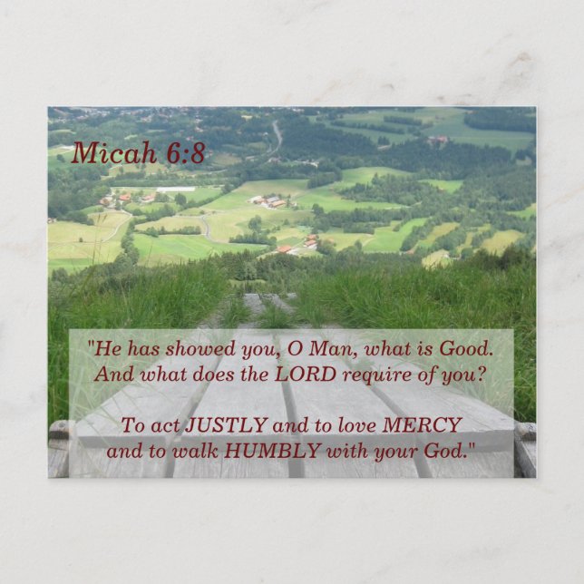 Postale Carte mémoire Micah 6 8 Écritures (Devant)