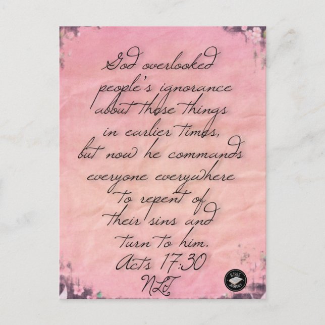 Postale Carte mémoire-postale du verset biblique Actes 17: (Devant)