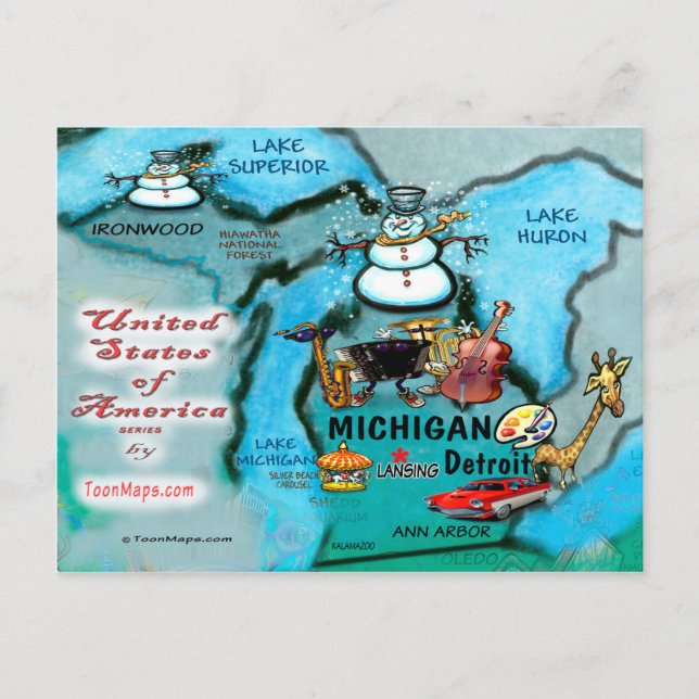 Postale Carte Michigan USA (Devant)