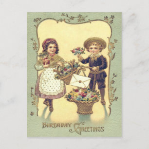 Postale Carte mignonne Paniers de fleurs pour enfants