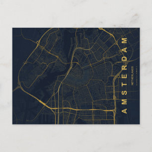 Postale Carte minimale d'Amsterdam Pays-Bas