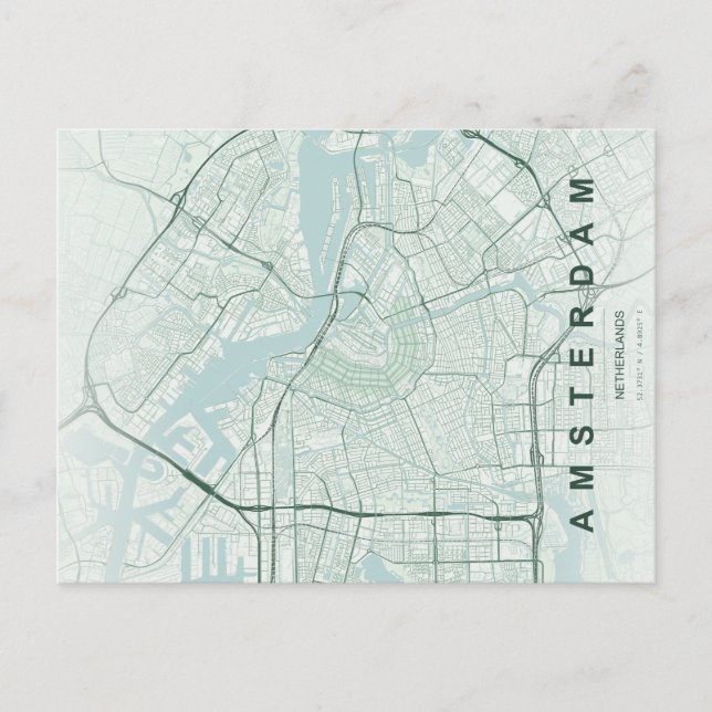 Postale Carte minimale d'Amsterdam Pays-Bas (Devant)
