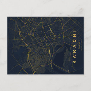 Postale Carte minimale de Karachi Pakistan