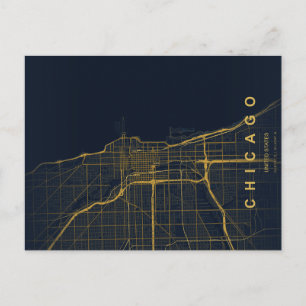 Postale Carte minimale de la ville de Chicago sur carte po