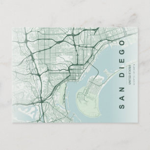 Postale Carte minimale de la ville de San Diego sur carte 