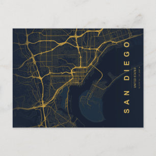Postale Carte minimale de la ville de San Diego sur carte 