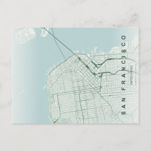Postale Carte minimale de la ville de San Francisco sur ca