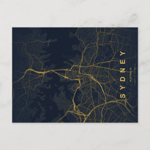 Postale Carte minimale de la ville de Sydney sur carte pos