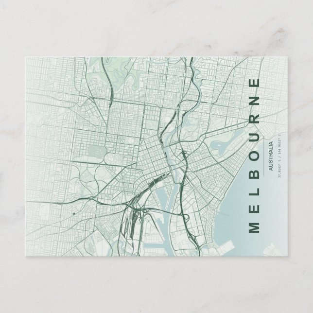 Postale Carte minimale de Melbourne Australie (Devant)