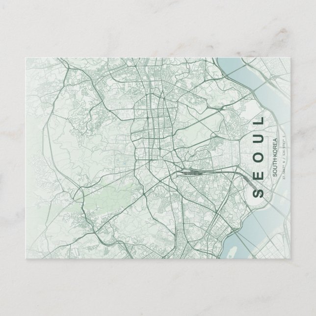 Postale Carte minimale de Séoul Corée du Sud (Devant)