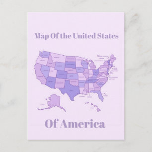 Postale Carte minimaliste des États-Unis Art Rose Violet