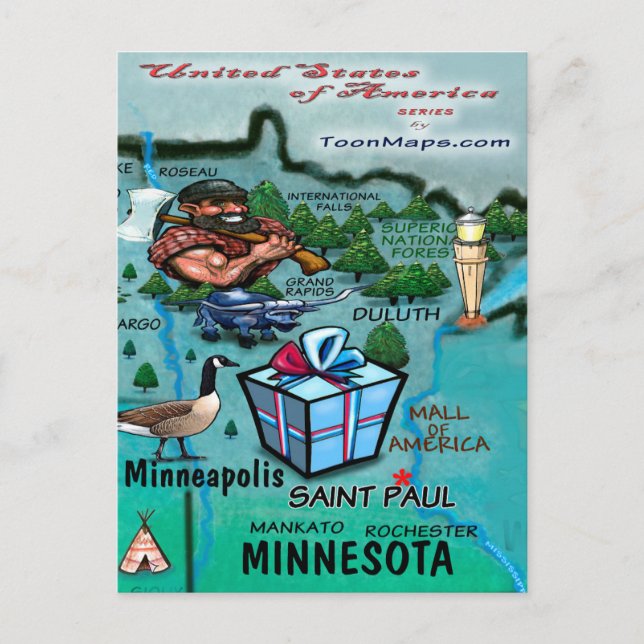 Postale Carte Minnesota États-Unis (Devant)