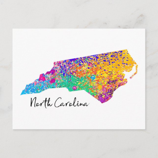 Postale Carte moderne de Caroline du Nord (Devant)