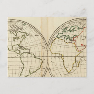 Postale Carte mondiale avec Latitude et Longititude