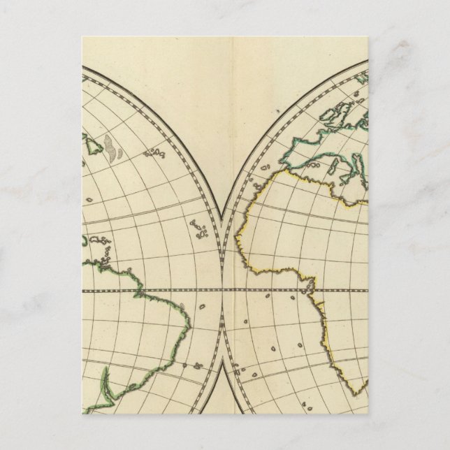Postale Carte mondiale avec Latitude et Longititude (Devant)