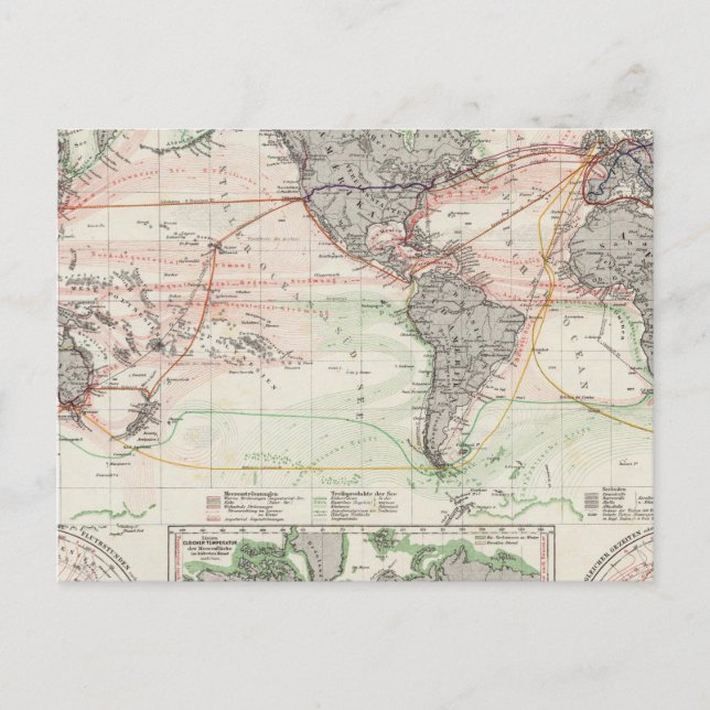 Postale Carte mondiale des courants océaniques (Devant)