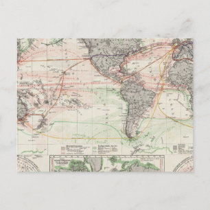 Postale Carte mondiale des courants océaniques