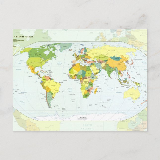 Postale Carte mondiale Globe Pays Atlas (Devant)