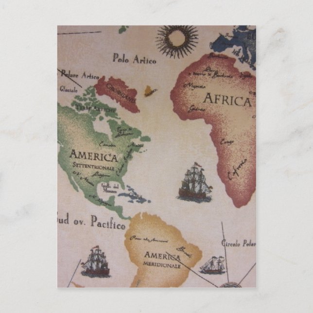 Postale Carte mondiale — Océan Atlantique (Devant)