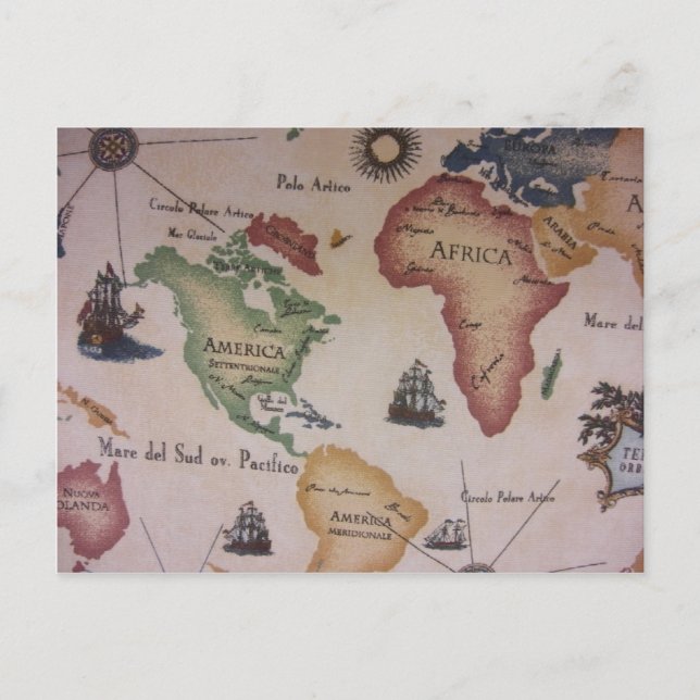 Postale Carte mondiale — Océan Atlantique (Devant)