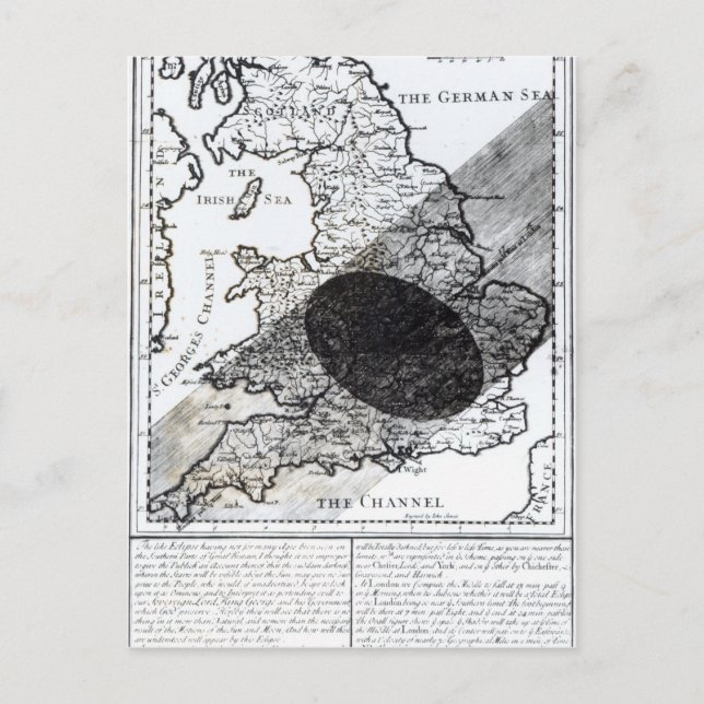 Postale Carte montrant le passage de l'ombre de la lune (Devant)