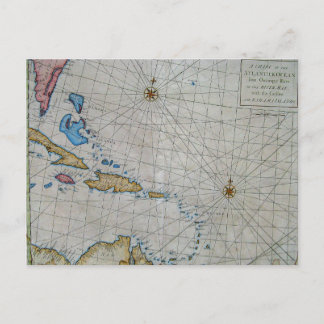 Postale Carte Nautique Ancienne des Caraïbes