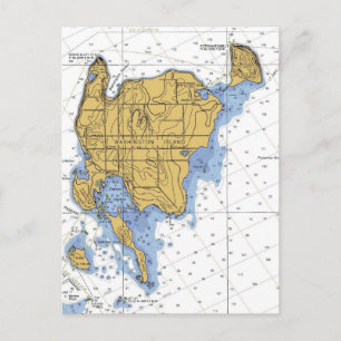 Postale Carte nautique de l'île de Washington, WI