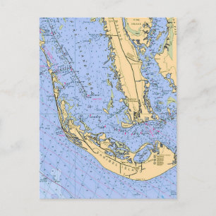 Postale Carte nautique de Sanibel Captiva - Floride - Cart
