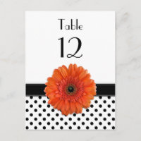 Carte Noir Blanc Polka Dot Orange Gerber Table