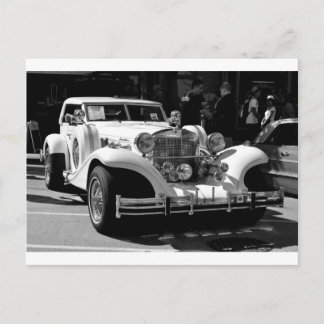 Postale Carte noire et blanche de voiture rétro Excalibur