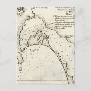 Postale Carte non colorée du port de San Diego